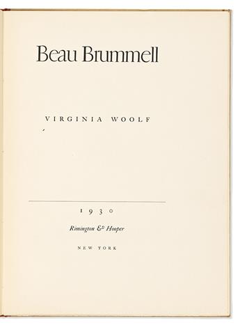 Woolf, Virginia (1882-1941) Beau Brummell, Signed Limited Edition.